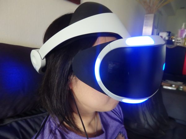 The PS VR headset can be adjusted to fit most heads.