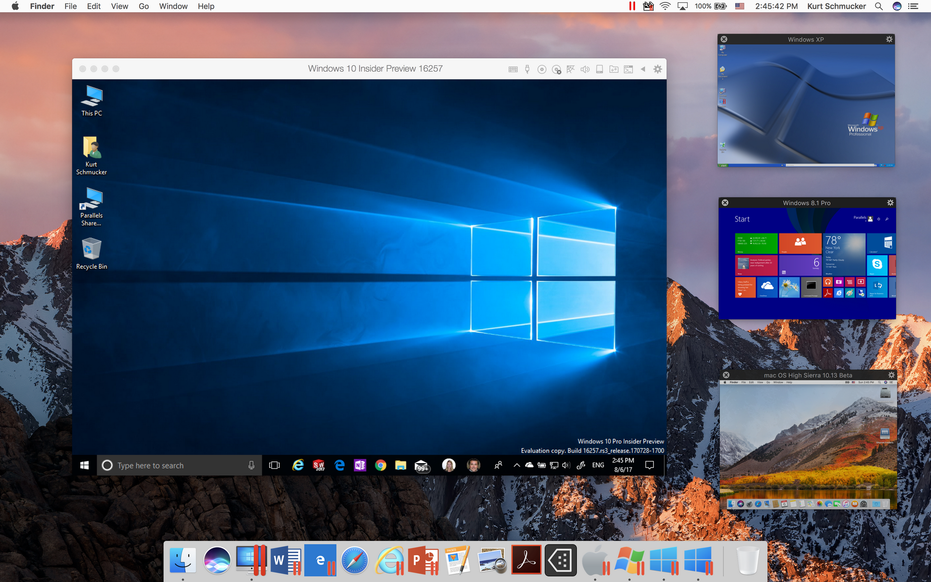 Windows 10 with Windows 8, Windows XP, and macOS Lion in Picture-in ...